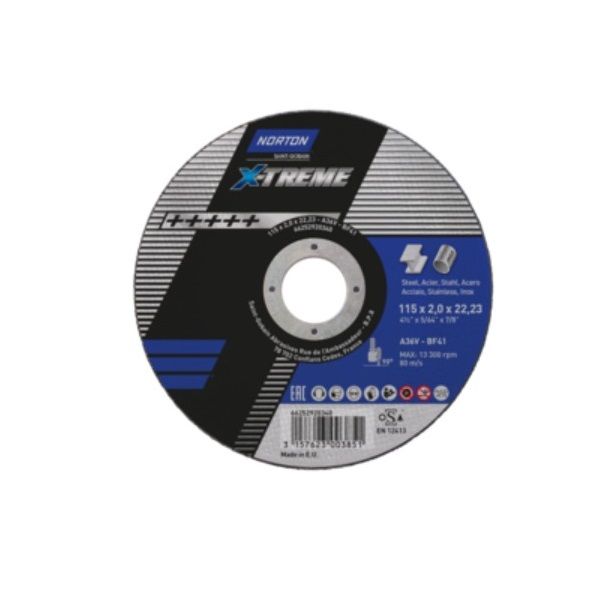 Norton Cutting Disc Xtreme ++++ Metal / INOX 115 x1x22.23mm A60V 25Pack