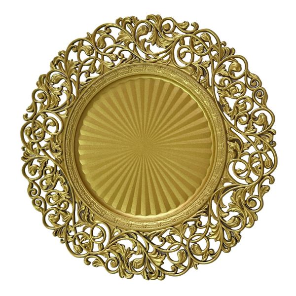 25 Pieces Gold Hollow Edge Vintage Underplate For Table Decor And Wedding