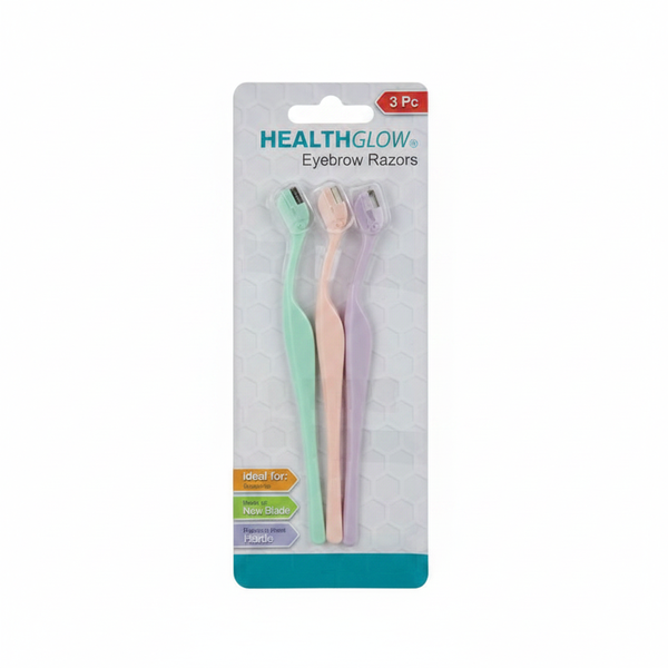 Healthglow Facial Eyebrow Razors 3 Piece Set for Smooth Skin - 2 Pack