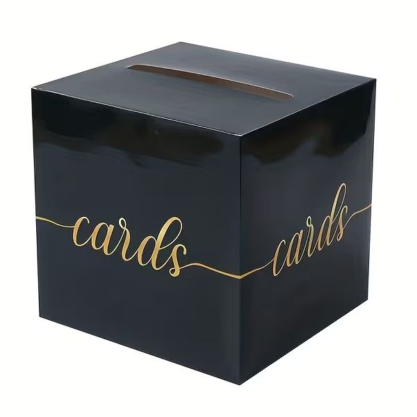 Black and Gold Design Wedding Card Box