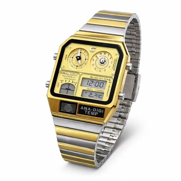 Men's ANA-DIGI &amp; TEMP Watch - Stainless steel Silver &amp; Gold Strap