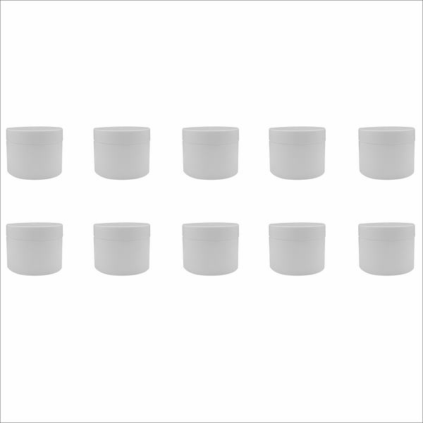 10 Pack 125g White Plastic Tubs with Lids - Multipurpose Storage