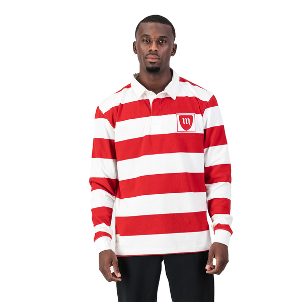 Old School Michael House YD LS Rugby Jersey-True Red