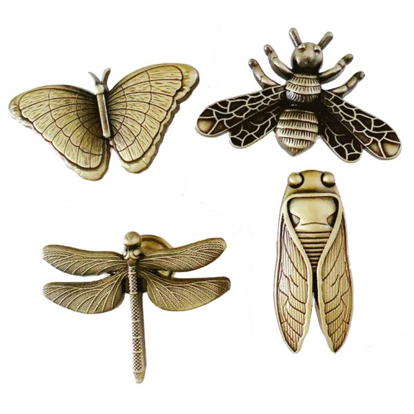Decor Insect-Shaped Bronze Cabinet Drawer DoorKnobs 4 Piece