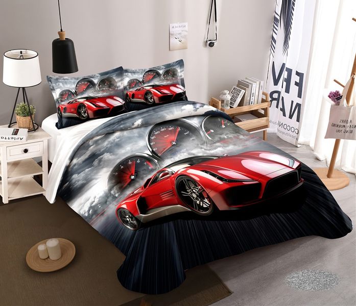 3D Printed Sports Car Duvet Cover Set