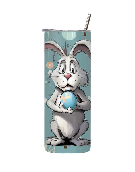 Blue Egg 20 Oz Tumbler with Lid and Straw Easter Graphic Design Present 090