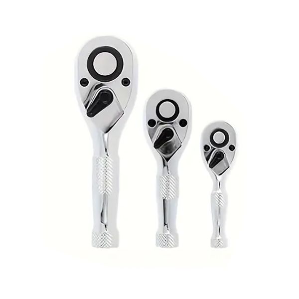 3Piece Small Ratchet Wrench Set 72-Tooth 1/4" 3/8" 1/2" Drive Socket Wrench