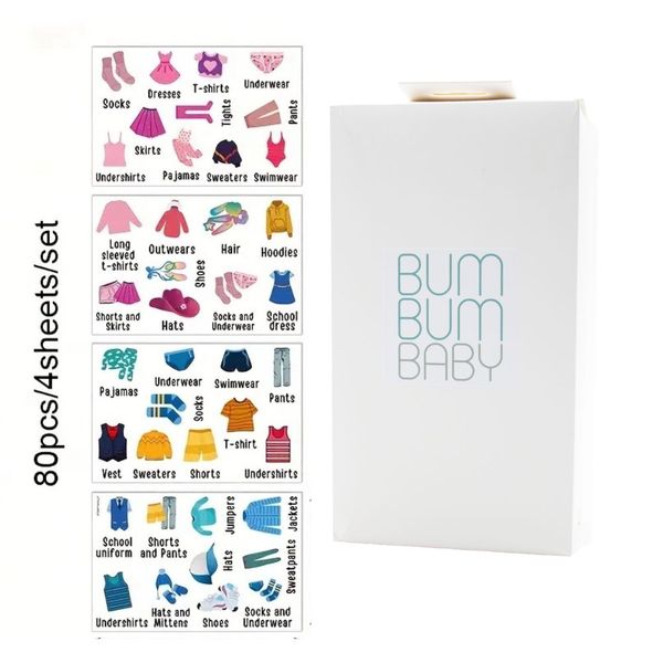 Bum bum Baby Kids Label Stickers for Clothing Drawers (80pcs)