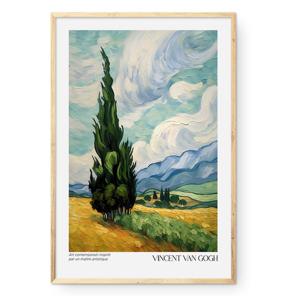 Cape Art Framed Canvas 1 Piece 40x60cm Vincent Van Gogh Cypress Landscape