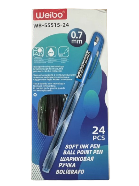 Pens Ballpoint 0.7mm Transparent Colored Style Pen Soft Black Ink (24 Pack)