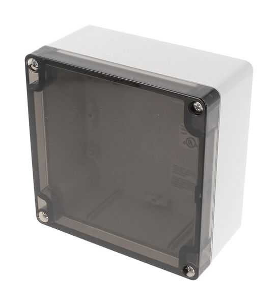 1554N2GYSL Polycarbonate Enclosure 120×120×60mm Smoke Lid Grey Body IP68