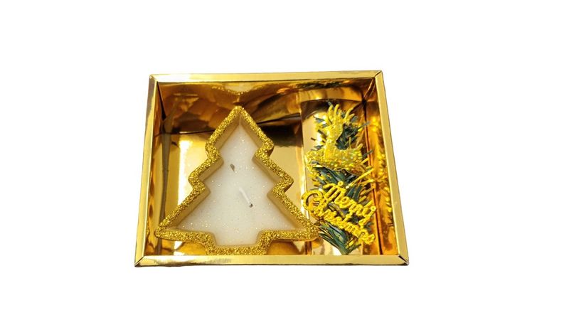 Christmas Tree Candle Unscented Gift Set