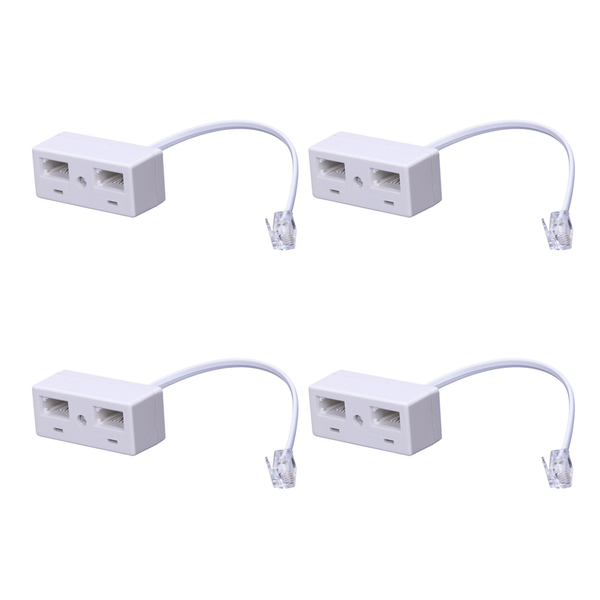 4X RJ11 Plug to Dual UK BT Telephone Socket Convertor