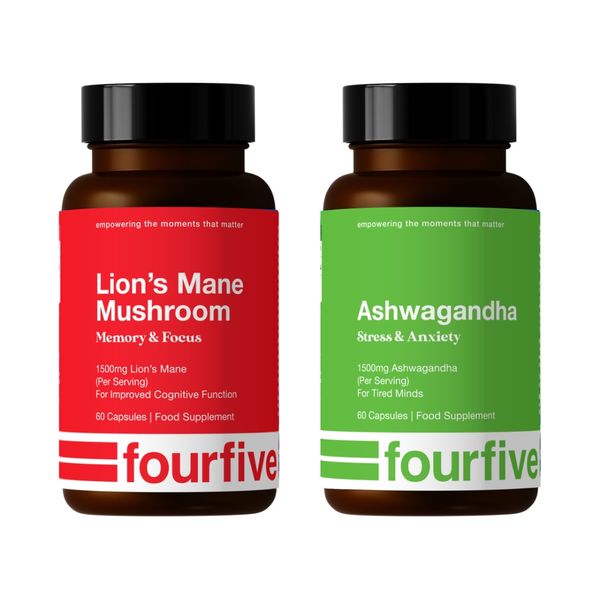 Fourfive day night bundle 1500mg of Lions Mane and Ashwagandha 120 capsules