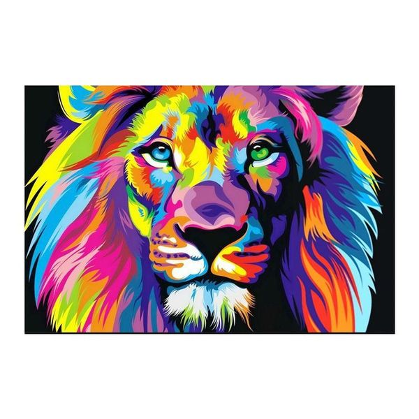 Canvas Wall Art Modern Abstract - Colorful Lion