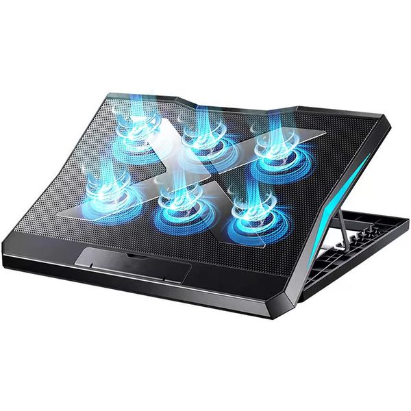 6-Fan Adjustable Laptop Cooling Pad with LED Airflow System