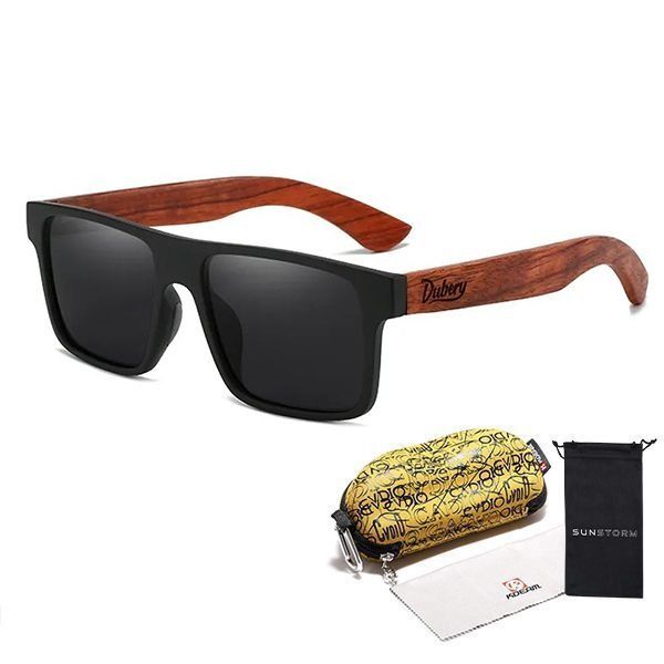Dubery - Beach Polarised Wood Sunglasses - Black