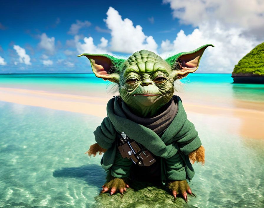 Canvas Wall Art - Vacation Yoda Artwork