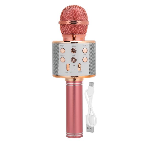 Handheld Microphone Wireless Bluetooth Speaker Multifunction Key Rose Gold