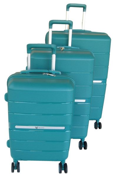Unbreakable 3-Piece Aqua Blue PP Luggage Set - Lightweight, Durable