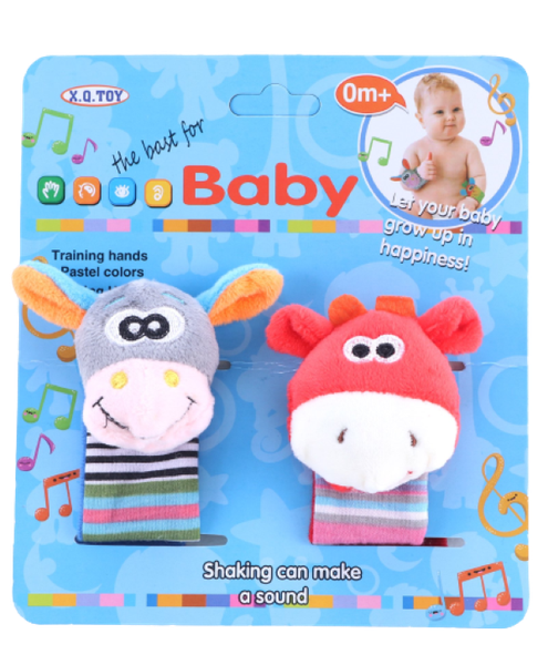 Baby's Plush Wrist Rattle Multicolor - 2 Piece