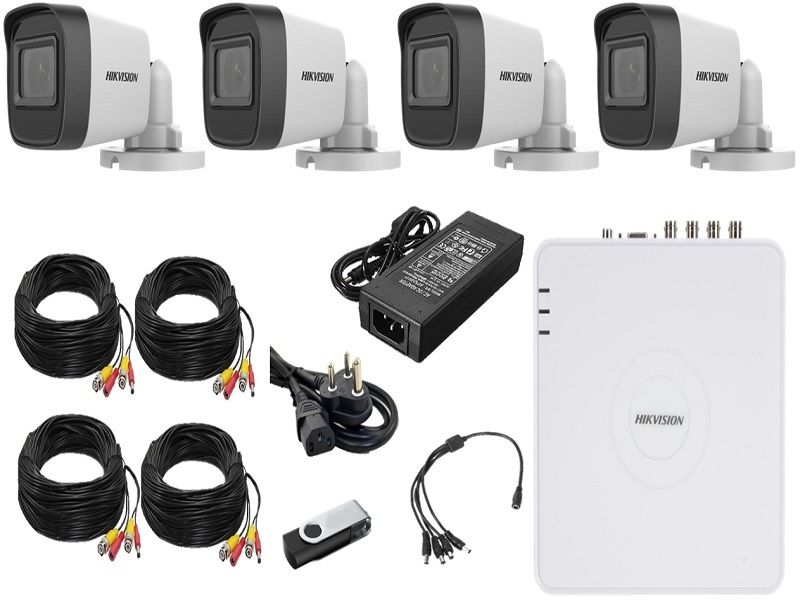 Hikvision 4-Ch Kit: Zatech 20m Cables Included & Flash Drive