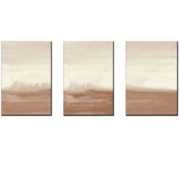 Canvas-Art-3 Pieces Neatral Ocean Wave Landscape Abstract Wall Art