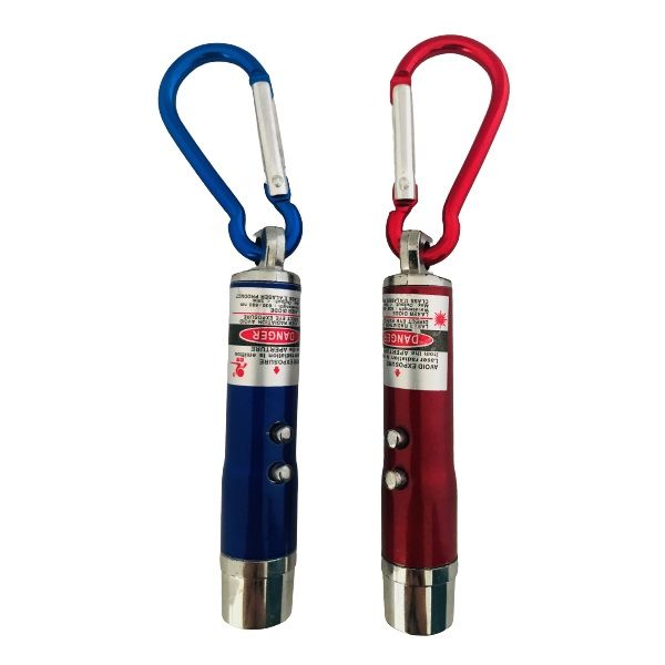 3 in 1 Laser Light Pointer Key Chain (Set of 2) Blue &amp; Silver