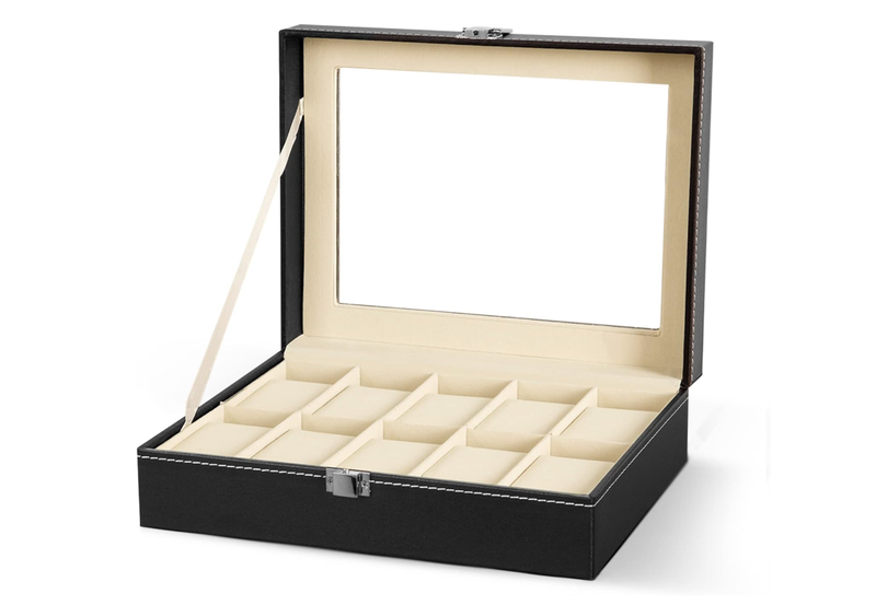Exel - Luxury PU Leather 10 Slot Watch Jewellery Display Box
