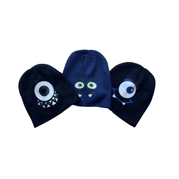 Kids Monster Eyes Winter Beanies For Boys - Pack of 3