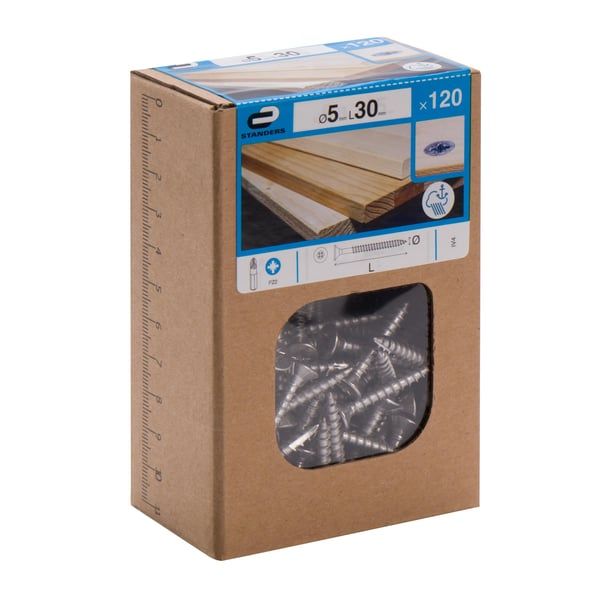 IV4 Chipboard Screw CS PZ Inox 316 / A4 5x30 120CB