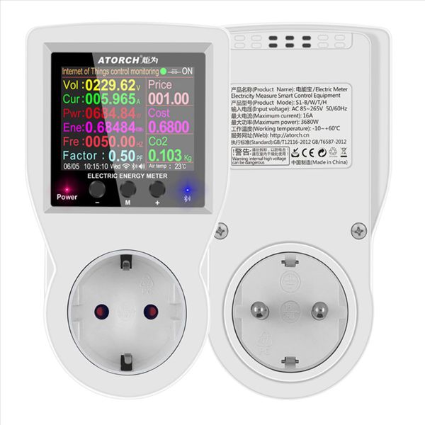 Atorch Wifi Digital Wattmeter 220V Ac Power Electricity Meter Eu Plug