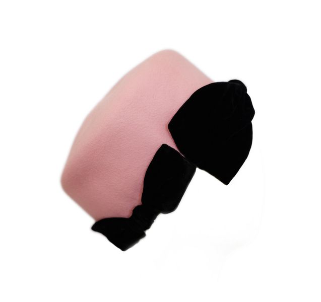 Luxury Woman's Pillbox Hat - Pink with Ribbon