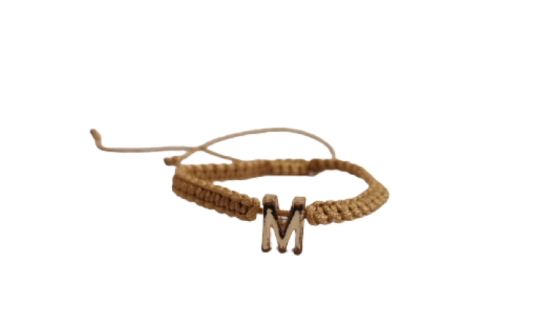 YALLI Gold Letter M Charm Bracelet Adjustable String