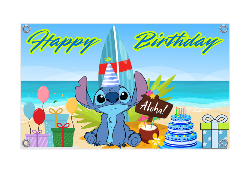 Stitch Birthday Banner - Ready to Hang PVC Banner
