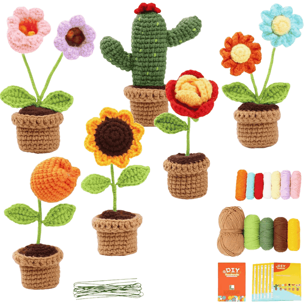 Crochet Kit for Beginners, DIY Crochet Set with Yarn, Hooks &amp; Accessories