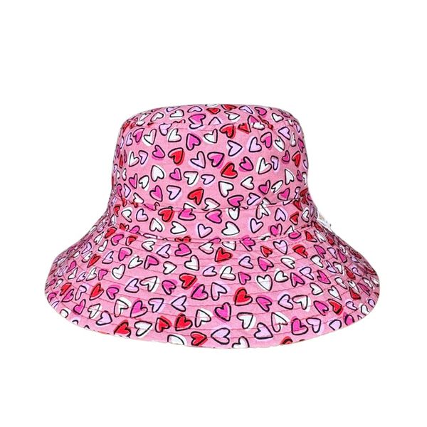 Moosel Hats Kids Bucket Sun Hat Pink Hearts