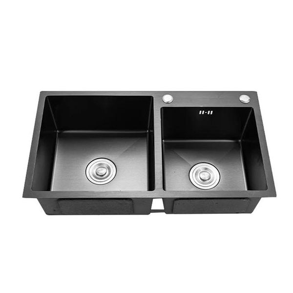 Top-Mounted Black Double Sink