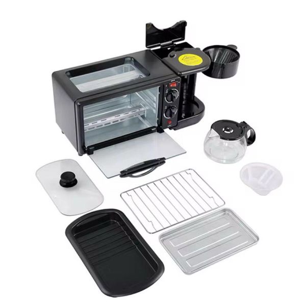 Toaster, Coffee Maker, and Frying Pan 3-in-1 Portable Breakfast Maker Set