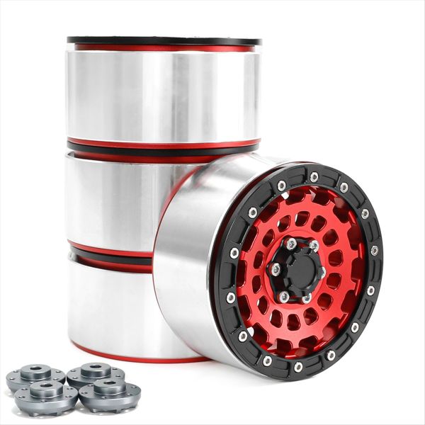 4 Pcs 2.6In Beadlock Wheel Hub Rim Rc Crawler Car Parts Red