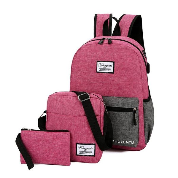 Modern Three-Piece Backpack Set With USB Charging Port &amp; Headset Hole