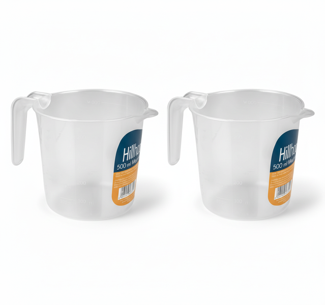 Hillhouse 500ml Clear Plastic Measuring Jug - BPA-Free for Cooking - 2 Pack