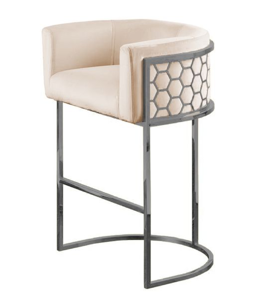 Cathie Barstool Silver Frame Velvet