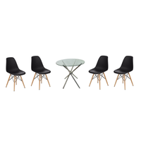 5 Piece 80cm Glass Table and Wooden Leg Chairs