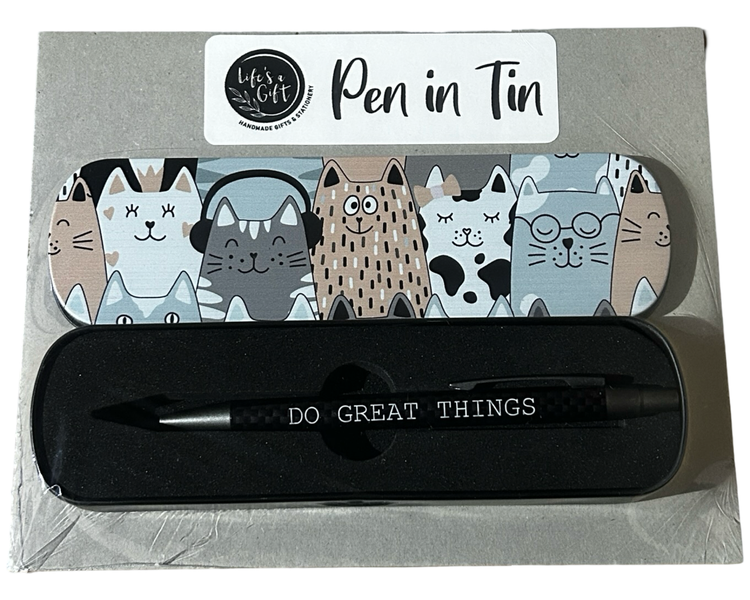 Ballpoint Pen in Tin - Do Great Things with Assorted Cats