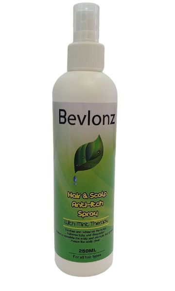 Hair &amp; Scalp Anti-Itch Spray 250ml - Bevlonz - With Mint Therapy