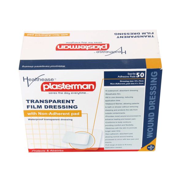 Waterproof Transparent Wound Dressing with Non Adherent Pad - 10x9cm