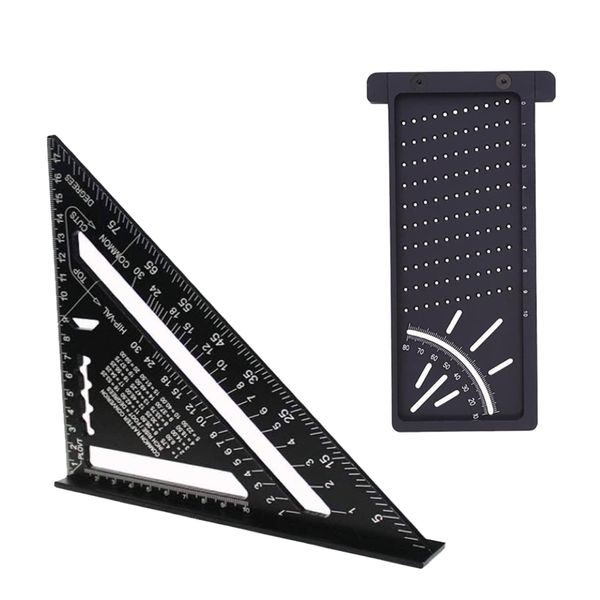 Tool DIY Triangle Ruler Angle (18cm) &amp; Angle Gauge Scriber (17cm) Set of 2