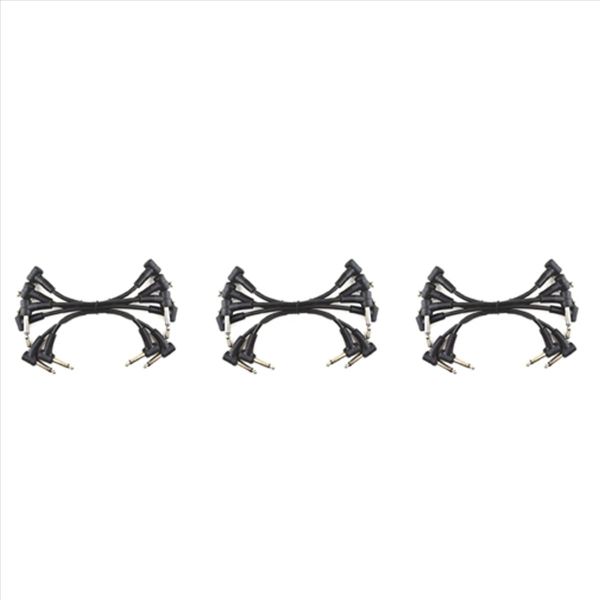 6 X Electric Guitar Cables 6 Inch 1/4 Right Angle Effect Patch Black