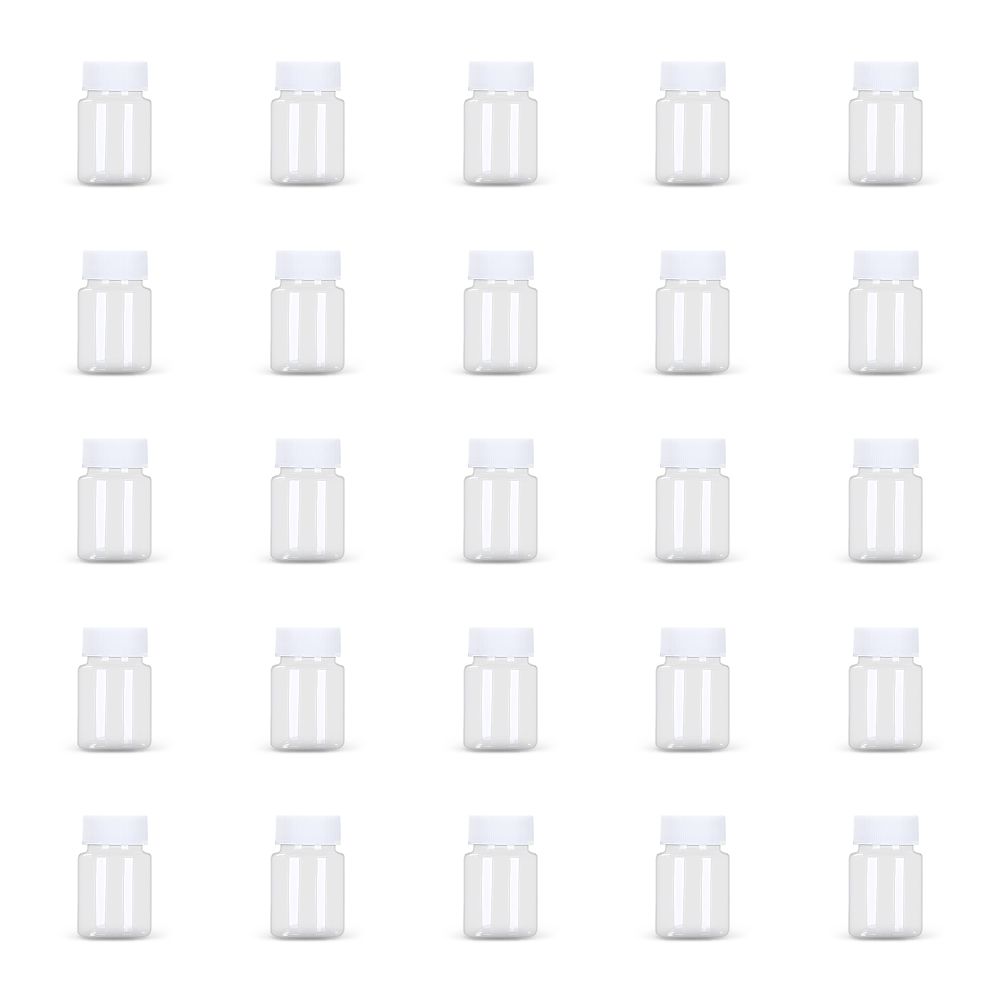 25 piece x 50ml Plastic Clear Bottles Empty Container with White Screw Cap